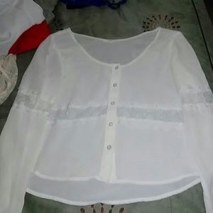 White long sleeve low crop top
